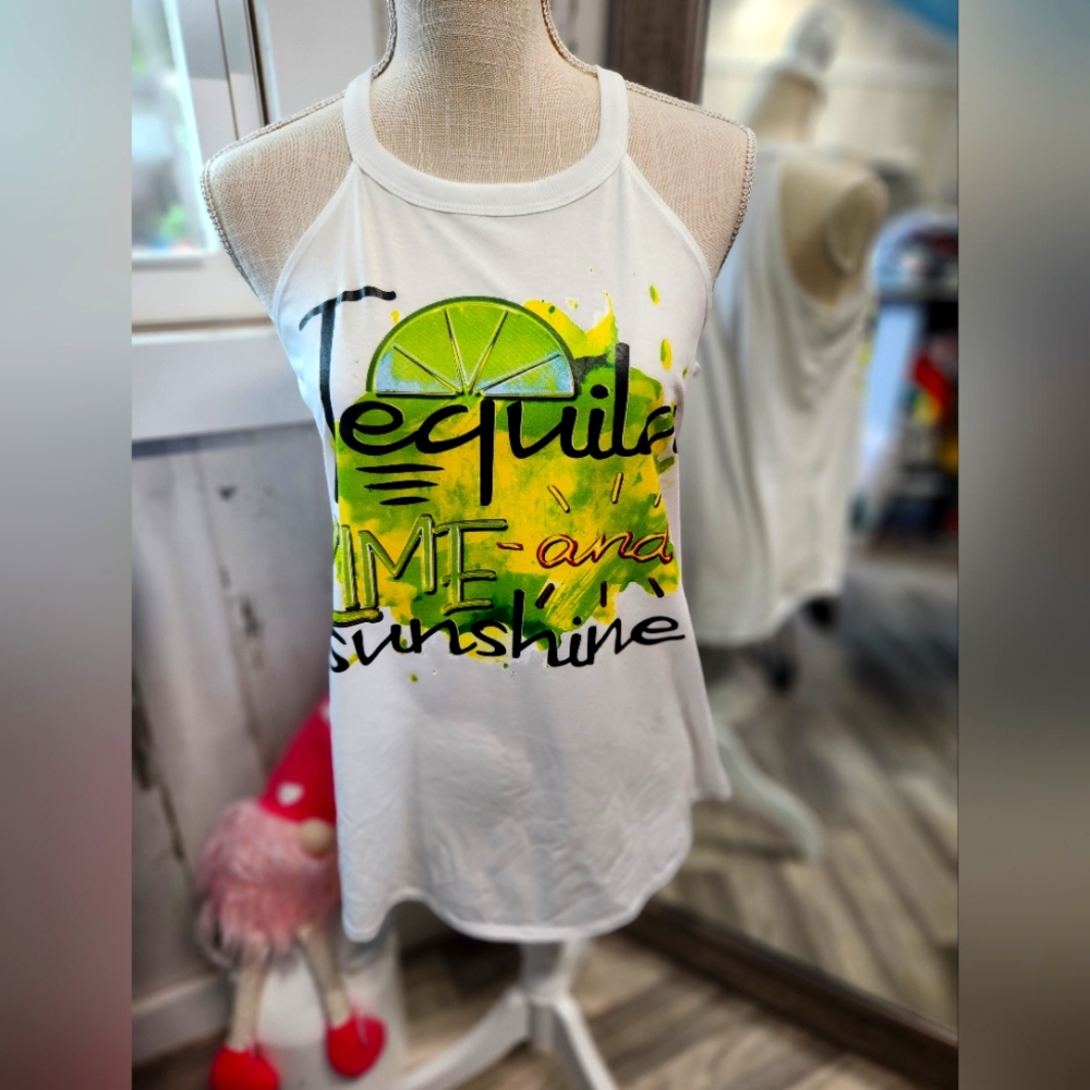 Tequila Lime and Sunshine Rocker Tank Size Med